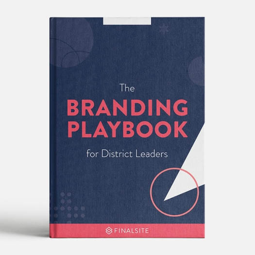 graphic rendering of a book titled "The Branding Playbook for District Leaders"